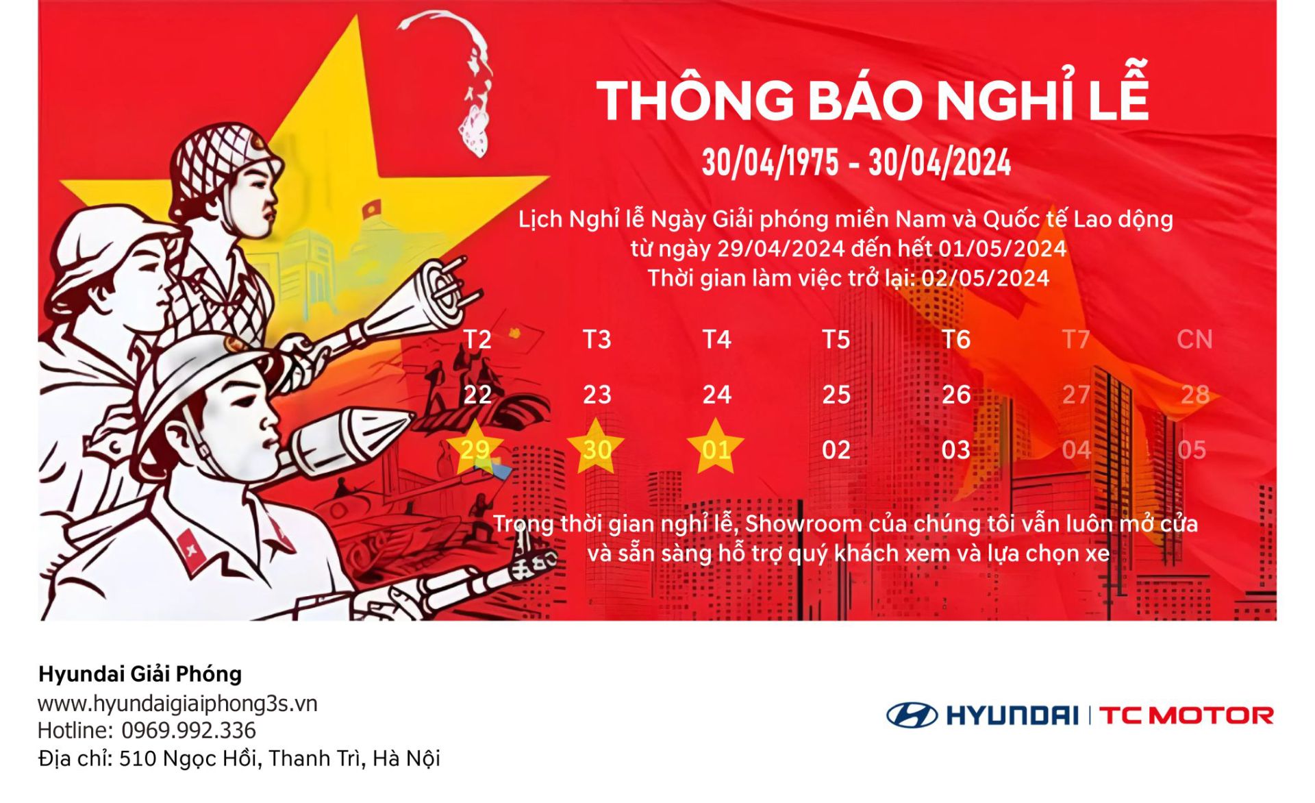 THÔNG BÁO NGHỈ LỄ 30/04 - 01/05 1